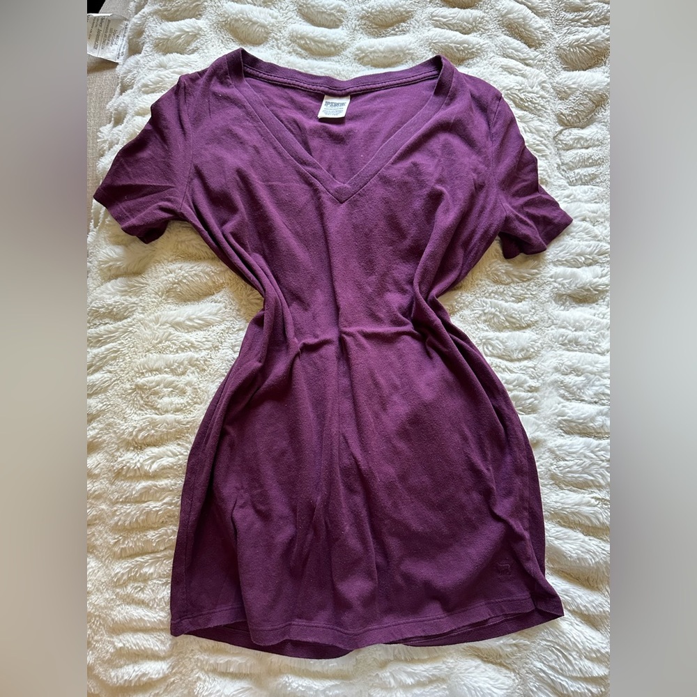 💓 Pink Victoria secret purple Oversize Xs shirt v neck top